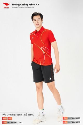 Áo Polo Thể Thao Pickeball, Cầu Lông Bóng Chuyền Hiwing A3 Nam Nữ - Màu Đỏ