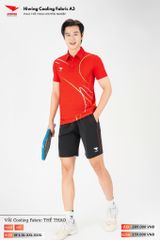 Áo Polo Thể Thao Pickeball, Cầu Lông Bóng Chuyền Hiwing A3 Nam Nữ - Màu Đỏ