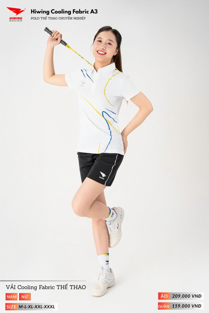 Áo Polo Thể Thao Pickeball, Cầu Lông Bóng Chuyền Hiwing A3 Nam Nữ - Màu Trắng