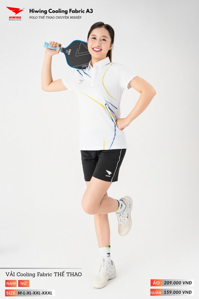 Áo Polo Thể Thao Pickeball, Cầu Lông Bóng Chuyền Hiwing A3 Nam Nữ - Màu Trắng