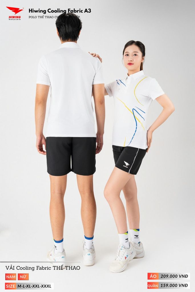 Áo Polo Thể Thao Pickeball, Cầu Lông Bóng Chuyền Hiwing A3 Nam Nữ - Màu Trắng