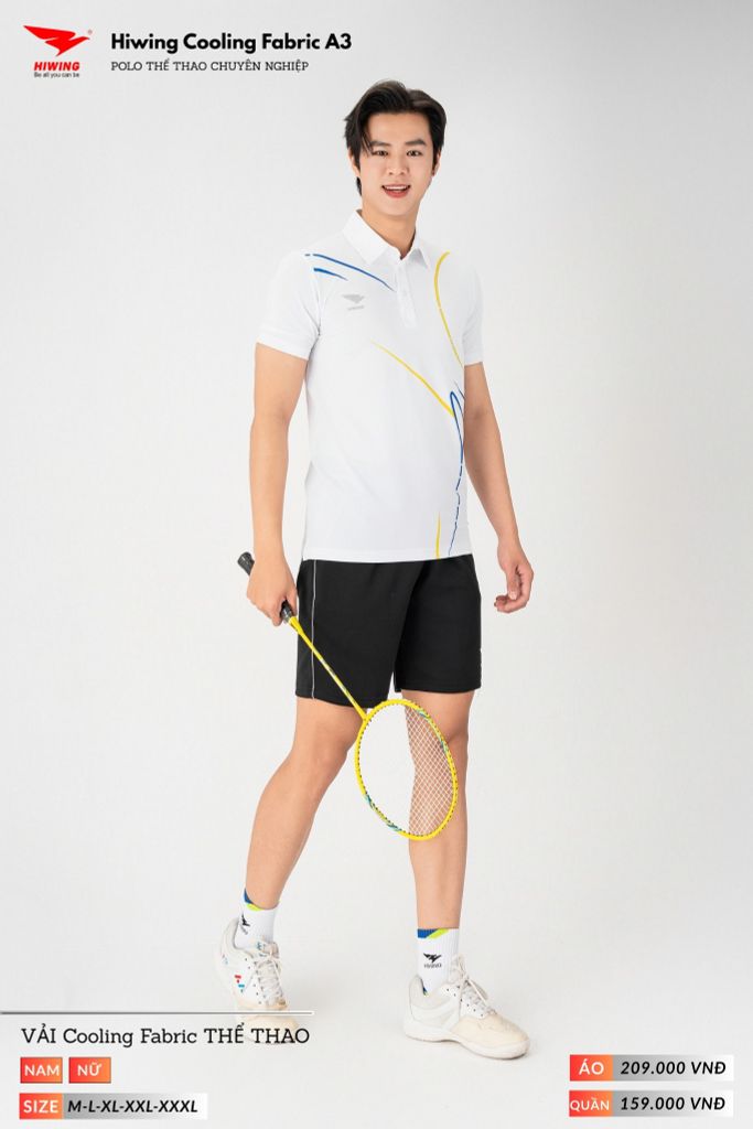 Áo Polo Thể Thao Pickeball, Cầu Lông Bóng Chuyền Hiwing A3 Nam Nữ - Màu Trắng
