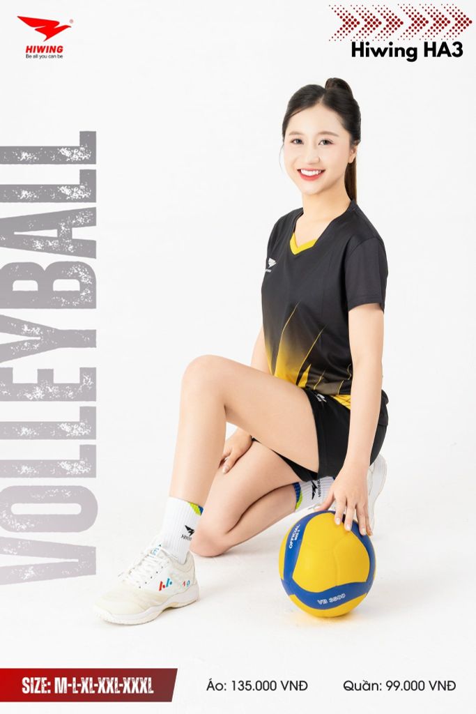 Áo Bóng Chuyền, Áo Pickleball Hiwing HA3 - Màu Đen