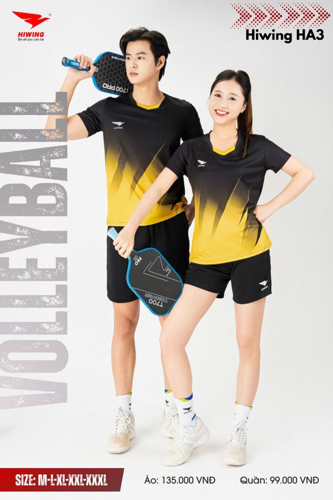 Áo Bóng Chuyền, Áo Pickleball Hiwing HA3 - Màu Đen