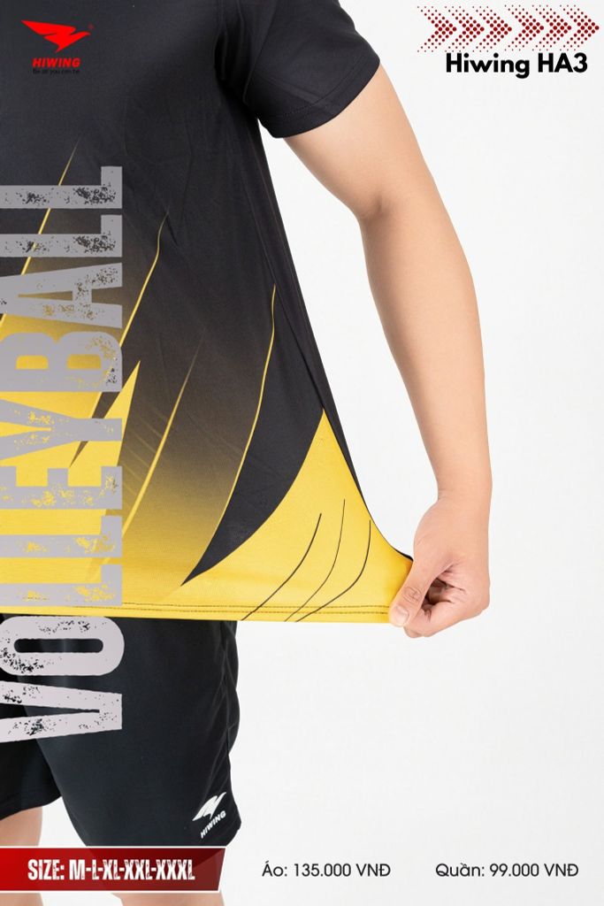 Áo Bóng Chuyền, Áo Pickleball Hiwing HA3 - Màu Đen