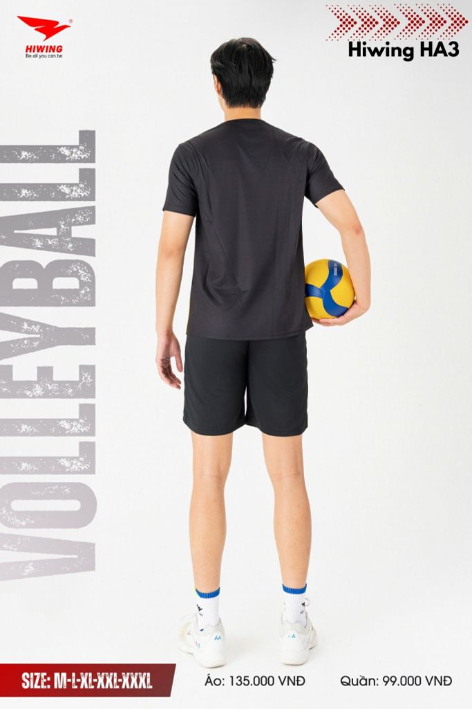Áo Bóng Chuyền, Áo Pickleball Hiwing HA3 - Màu Đen
