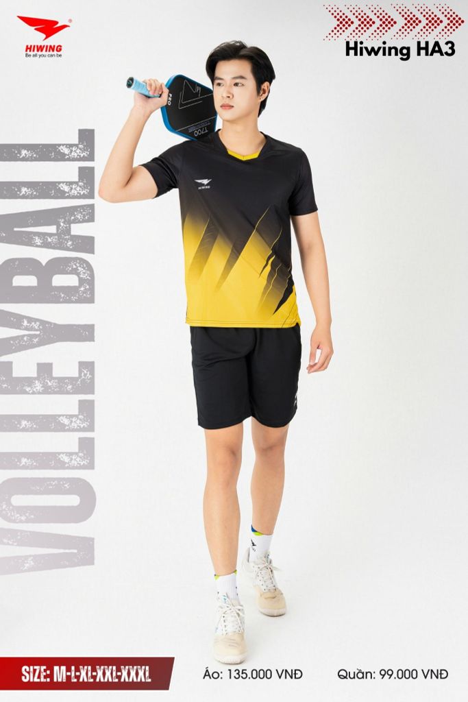 Áo Bóng Chuyền, Áo Pickleball Hiwing HA3 - Màu Đen
