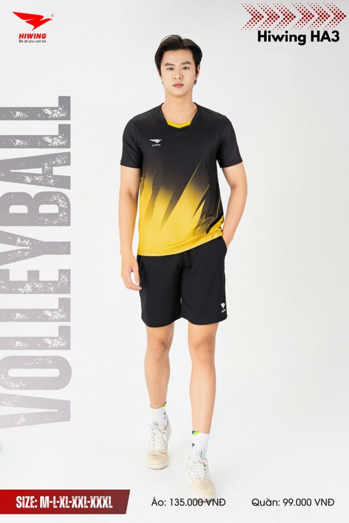 Áo Bóng Chuyền, Áo Pickleball Hiwing HA3 - Màu Đen
