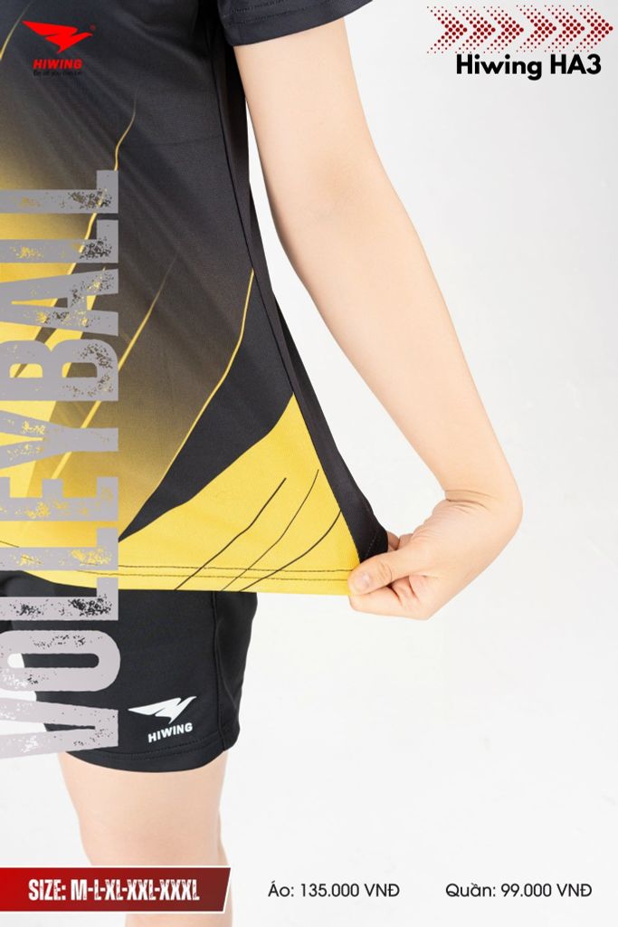 Áo Bóng Chuyền, Áo Pickleball Hiwing HA3 - Màu Đen