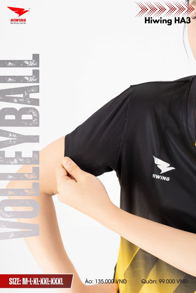 Áo Bóng Chuyền, Áo Pickleball Hiwing HA3 - Màu Đen