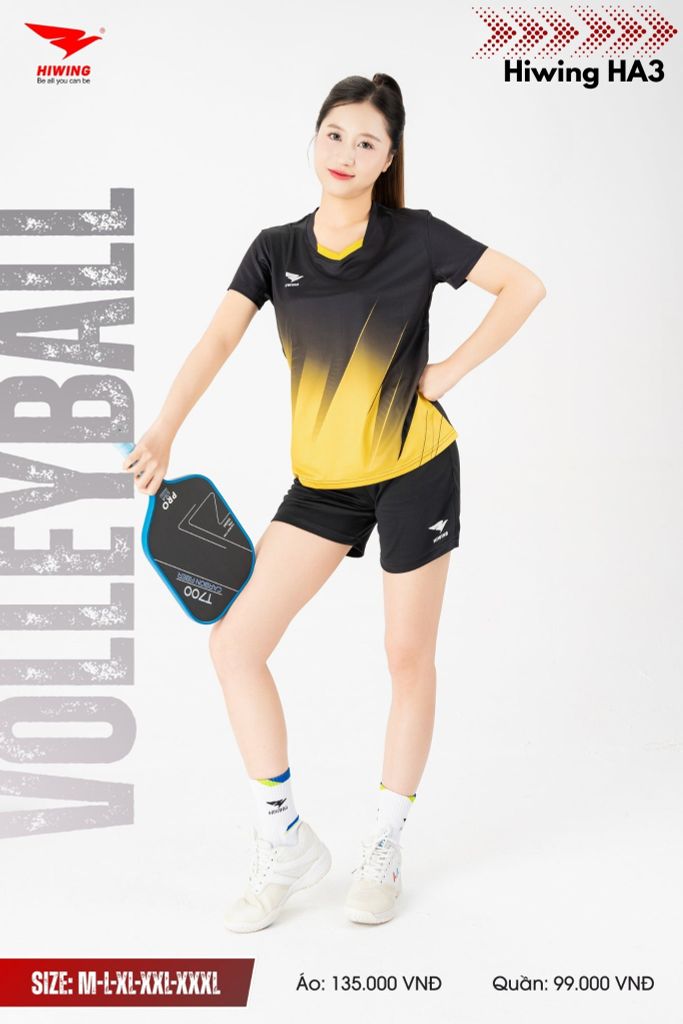 Áo Bóng Chuyền, Áo Pickleball Hiwing HA3 - Màu Đen