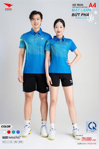 Áo Thể Thao HIWING ICE TECH A4 Nam Nữ Màu Xanh Da