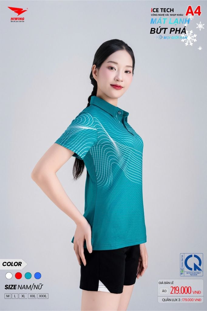 Áo Thể Thao HIWING ICE TECH A4 Nam Nữ Màu Xanh Lý