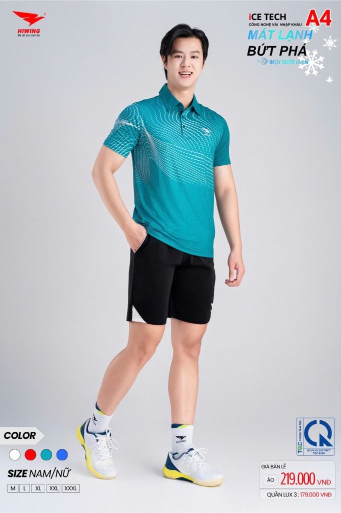 Áo Thể Thao HIWING ICE TECH A4 Nam Nữ Màu Xanh Lý