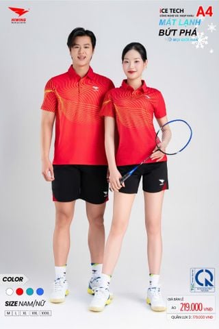 Áo Thể Thao HIWING ICE TECH A4 Nam Nữ Màu Đỏ