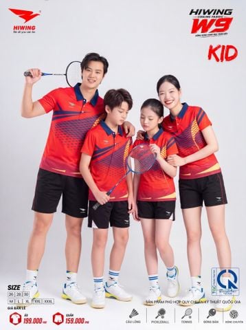Bộ Quần Áo Thể Thao Trẻ Em Hiwing W9 Màu Đỏ – Chuẩn Form, Mát Mẻ Vận Động