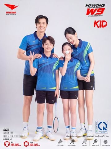 Bộ Quần Áo Thể Thao Trẻ Em Hiwing W9 Màu Xanh Da – Chuẩn Form, Mát Mẻ Vận Động