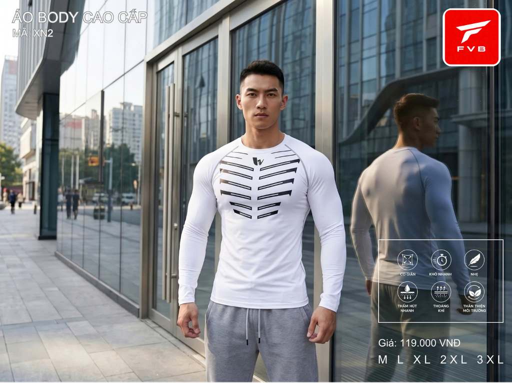 Áo Thể Thao Body Dài Tay Cao Cấp FVB Mã XN3 — Thiết Kế Xương Sườn Đột Phá, Tôn Dáng Cực Đỉnh