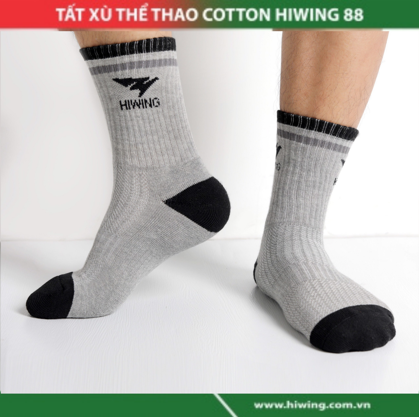 Tất Thể Thao Hiwing 88 Màu Xám Đen