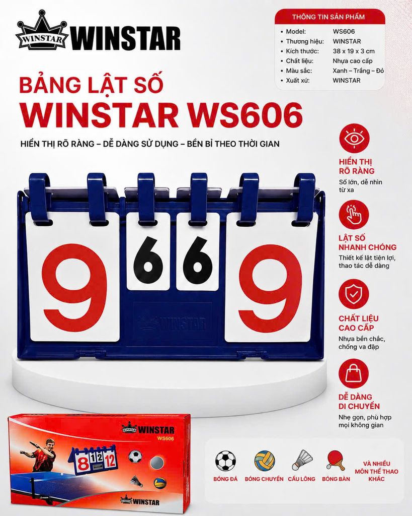 Bảng lật Điểm Winstar WS505 Bộ Đếm Số 30