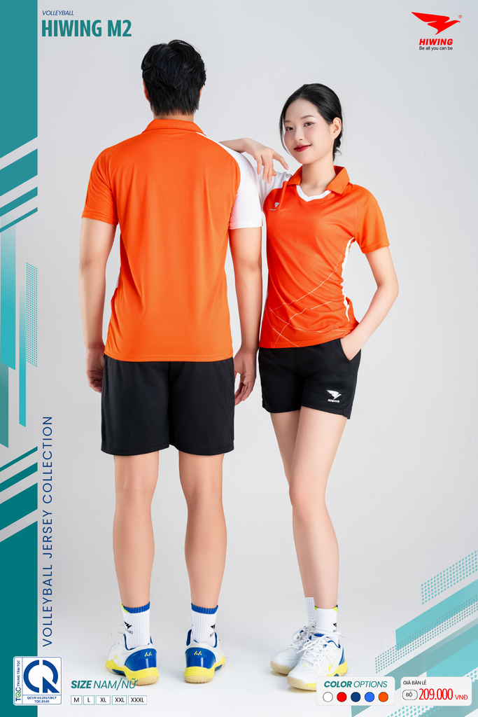 Bộ Quần Áo Bóng Chuyền Hiwing M2 Nam Nữ Màu Cam Mới Nhất Năm 2026