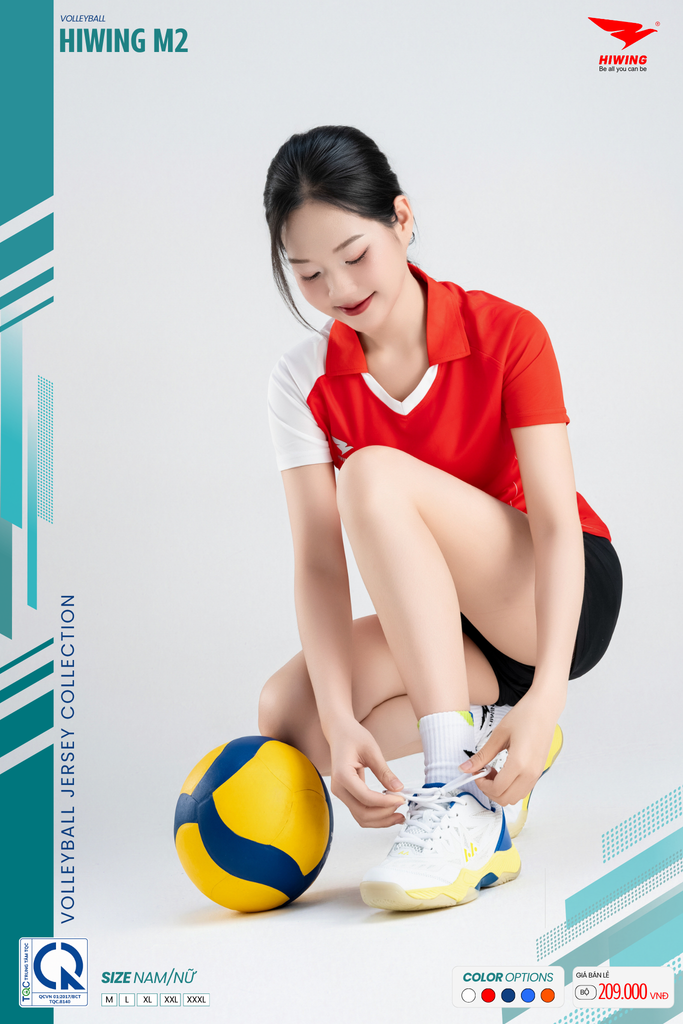 Bộ Quần Áo Bóng Chuyền Hiwing M2 Nam Nữ Màu Đỏ Mới Nhất Năm 2026