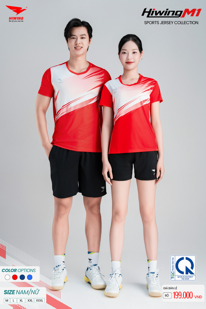 Bộ Quần Áo Cầu Lông Pickleball Bóng Chuyền Hiwing M1 Nam Nữ Màu Đỏ