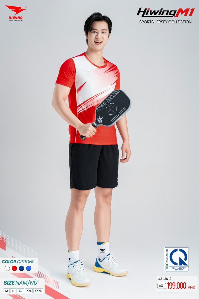 Bộ Quần Áo Cầu Lông Pickleball Bóng Chuyền Hiwing M1 Nam Nữ Màu Đỏ