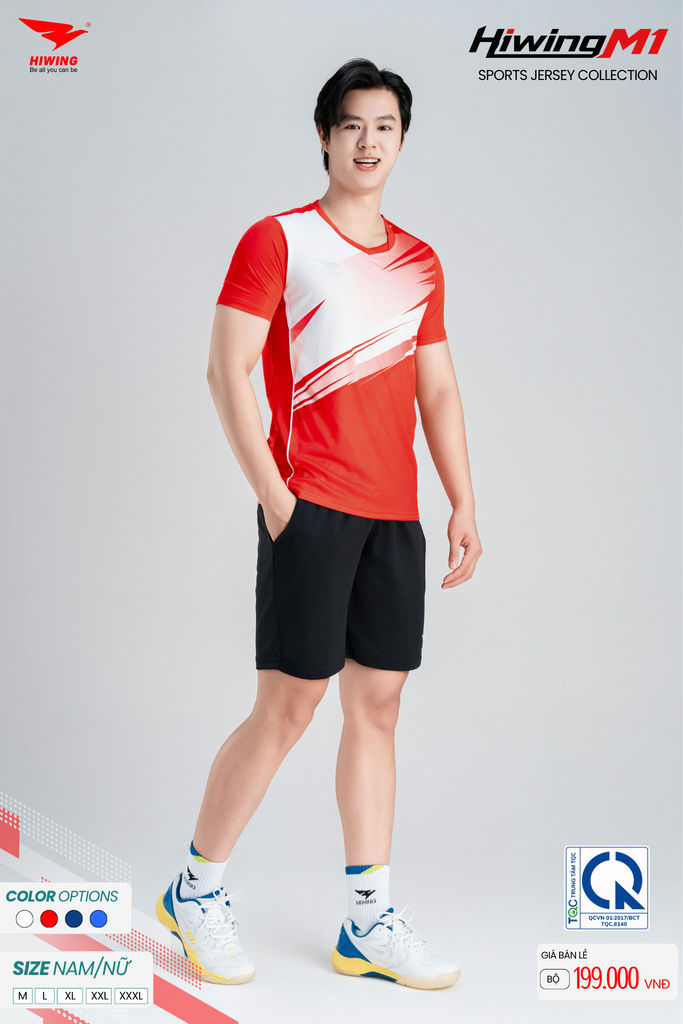 Bộ Quần Áo Cầu Lông Pickleball Bóng Chuyền Hiwing M1 Nam Nữ Màu Đỏ