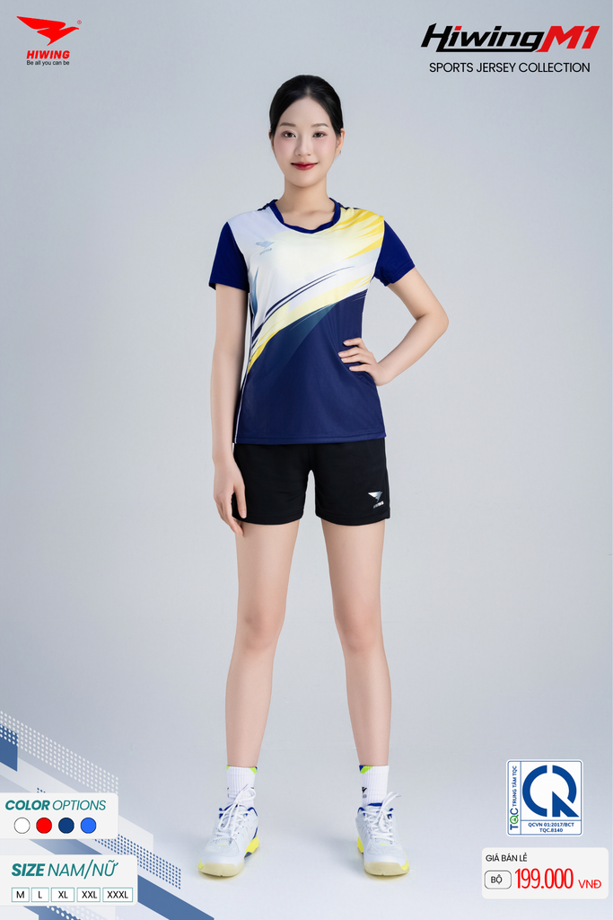 Bộ Quần Áo Cầu Lông Pickleball Bóng Chuyền Hiwing M1 Nam Nữ Màu Xanh Than