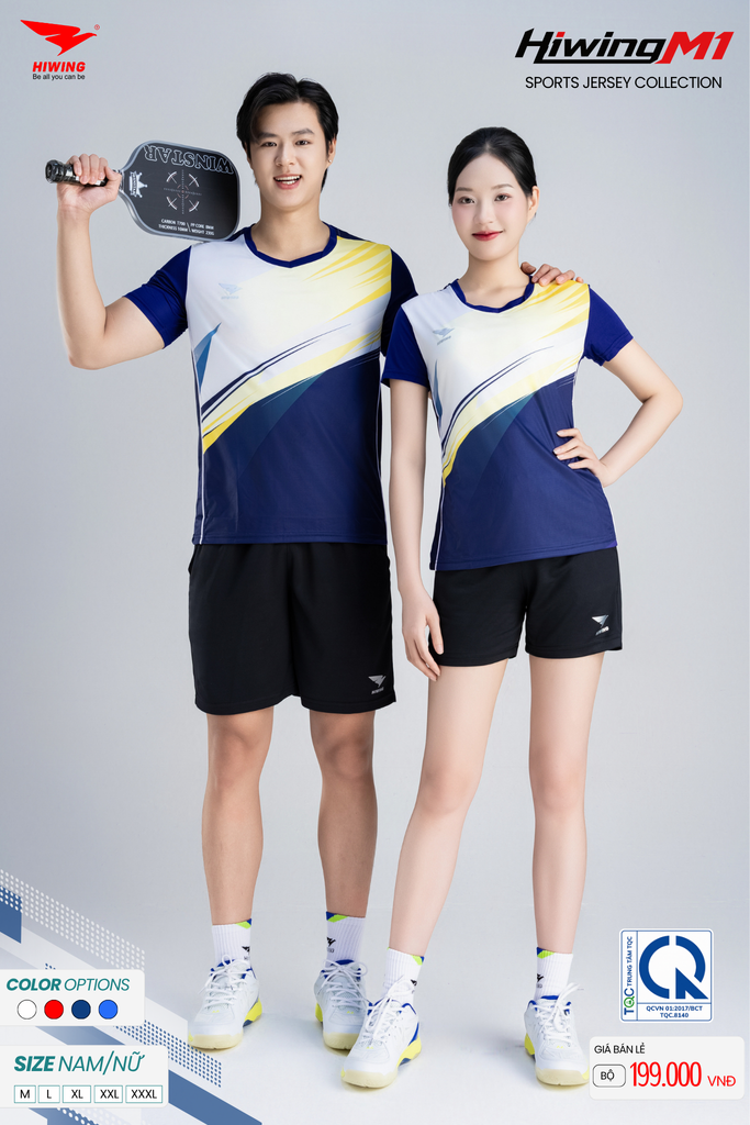 Bộ Quần Áo Cầu Lông Pickleball Bóng Chuyền Hiwing M1 Nam Nữ Màu Xanh Than