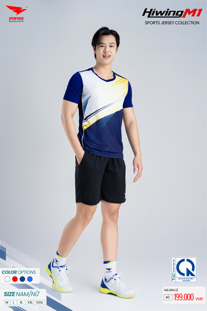 Bộ Quần Áo Cầu Lông Pickleball Bóng Chuyền Hiwing M1 Nam Nữ Màu Xanh Than