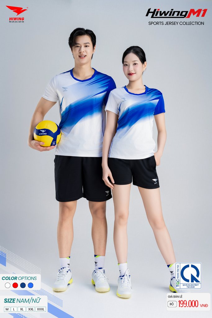 Bộ Quần Áo Cầu Lông Pickleball Bóng Chuyền Hiwing M1 Nam Nữ Màu Trắng