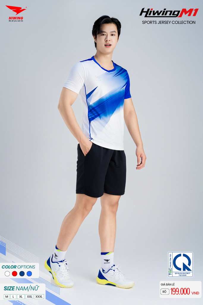 Bộ Quần Áo Cầu Lông Pickleball Bóng Chuyền Hiwing M1 Nam Nữ Màu Trắng