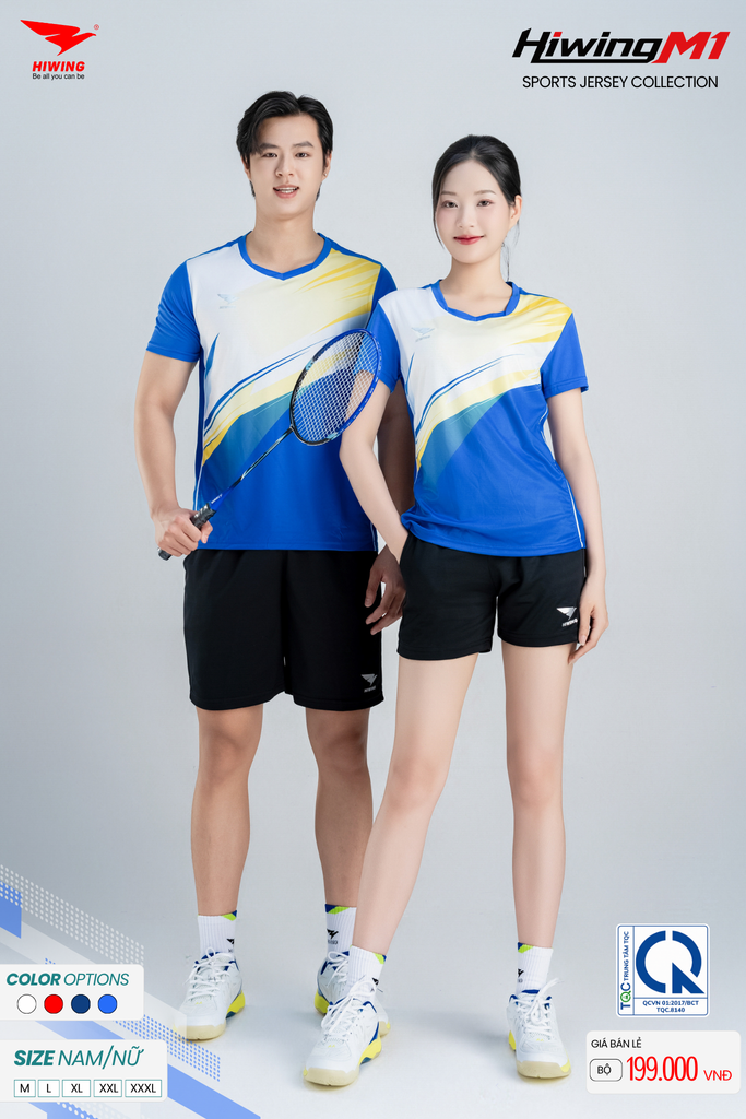 Bộ Quần Áo Cầu Lông Pickleball Bóng Chuyền Hiwing M1 Nam Nữ Màu Xanh Bích