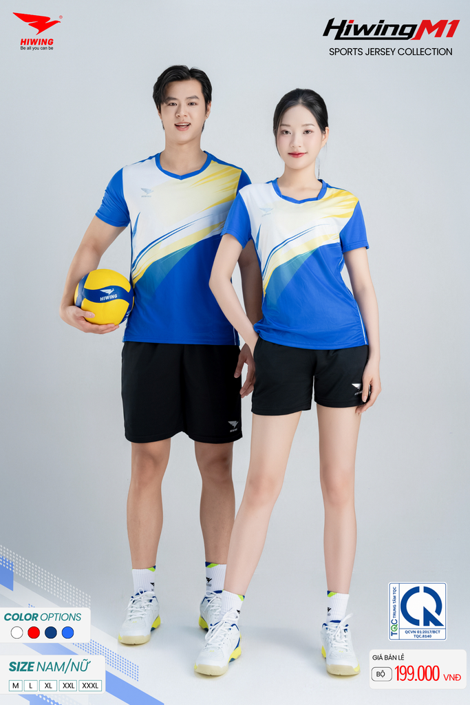 Bộ Quần Áo Cầu Lông Pickleball Bóng Chuyền Hiwing M1 Nam Nữ Màu Xanh Bích