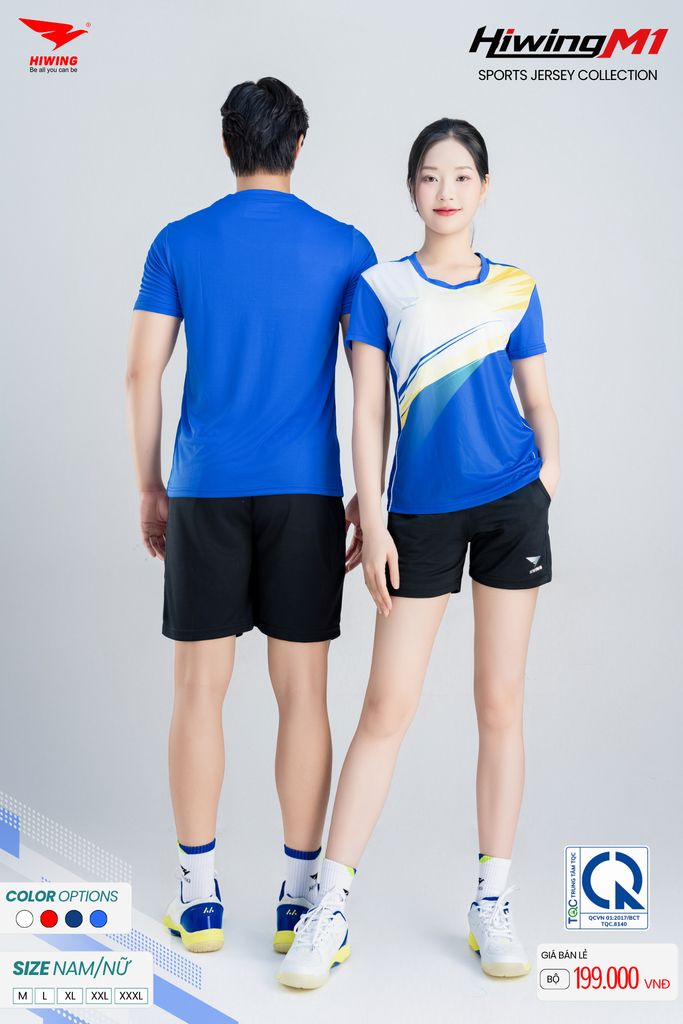 Bộ Quần Áo Cầu Lông Pickleball Bóng Chuyền Hiwing M1 Nam Nữ Màu Xanh Bích