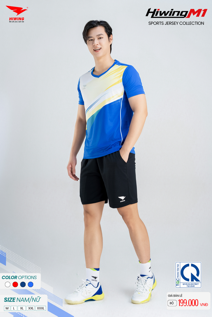 Bộ Quần Áo Cầu Lông Pickleball Bóng Chuyền Hiwing M1 Nam Nữ Màu Xanh Bích