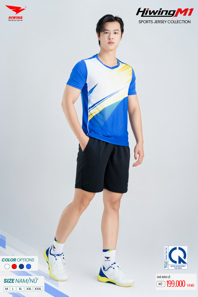 Bộ Quần Áo Cầu Lông Pickleball Bóng Chuyền Hiwing M1 Nam Nữ Màu Xanh Bích