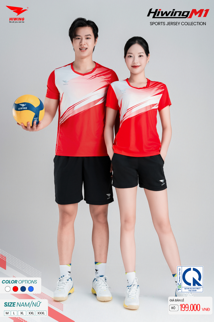 Bộ Quần Áo Cầu Lông Pickleball Bóng Chuyền Hiwing M1 Nam Nữ Màu Đỏ