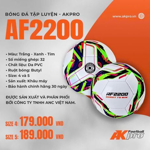 Bóng Đá Tập Luyện AKpro AF2200 — Bền Bỉ, Chuẩn Form, Giá Rẻ