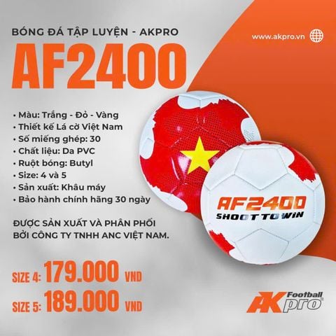 Bóng Đá Tập Luyện AKpro AF2400 — Thiết Kế Cờ Việt Nam, Bền Bỉ, Giá Rẻ