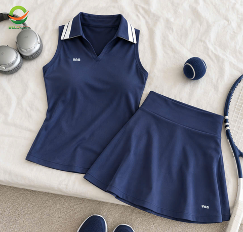 Bộ Set Váy Áo Thể Thao Nữ Pickleball & Tennis Vina Authentic SVT28 Màu Xanh Than– Năng Động, Thanh Lịch, Tôn Dáng