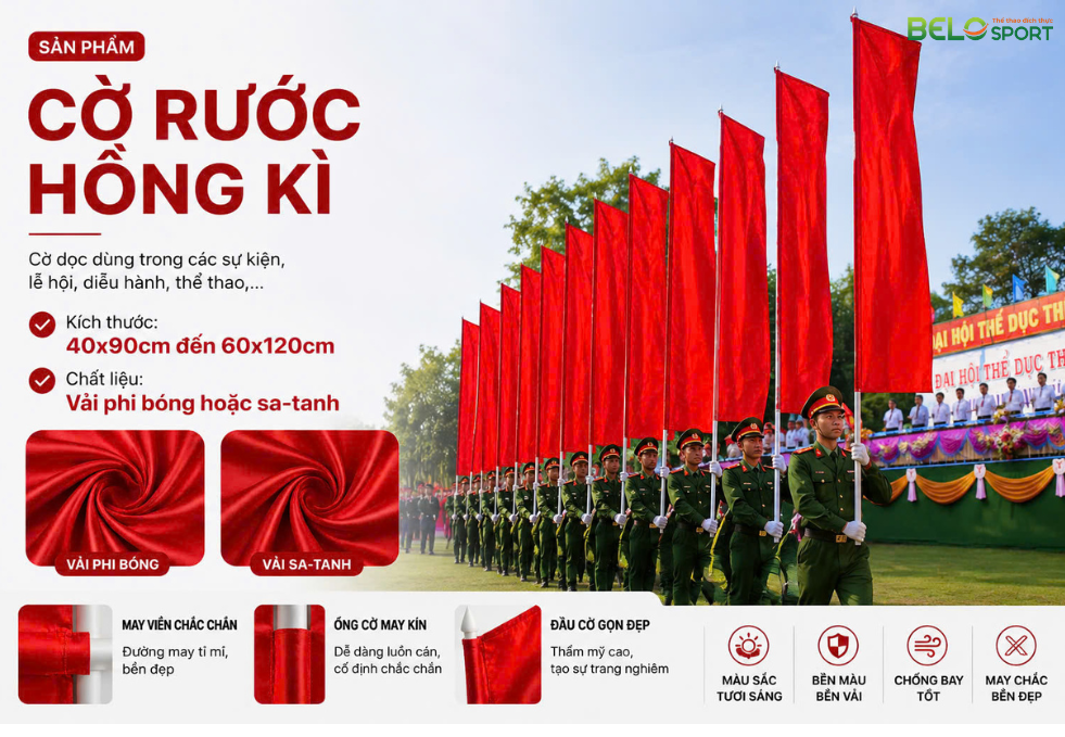 Cờ Hồng Kì – Cờ Rước Hồng Kì Đẹp, Bền, May Theo Yêu Cầu