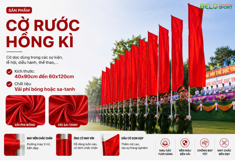 Cờ Hồng Kì – Cờ Rước Hồng Kì Đẹp, Bền, May Theo Yêu Cầu