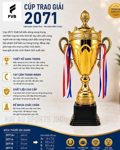Cup Thể Thao TC 2071 Màu Vàng