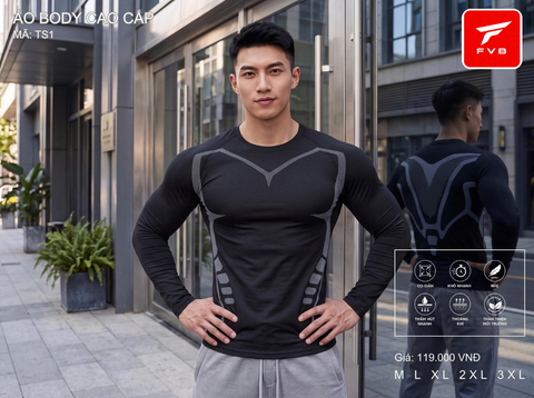 Áo Thể Thao Body Dài Tay Cao Cấp FVB Mã TS2 — Thiết Kế Cơ Bắp Vạm Vỡ, Tôn Dáng Cực Đỉnh