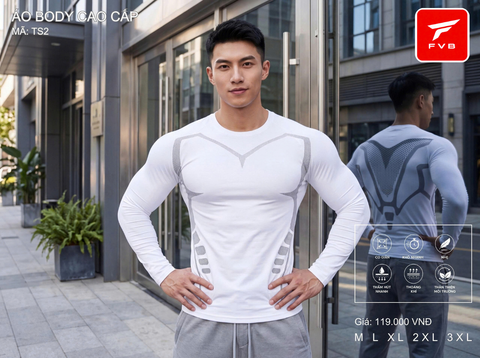 Áo Thể Thao Body Dài Tay Cao Cấp FVB Mã TS1 — Thiết Kế Cơ Bắp Vạm Vỡ, Tôn Dáng Cực Đỉnh