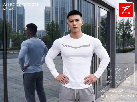 Áo Thể Thao Body Dài Tay Cao Cấp FVB Mã CV2 — Tôn Dáng Cực Đỉnh, Thoáng Mát Đỉnh Cao