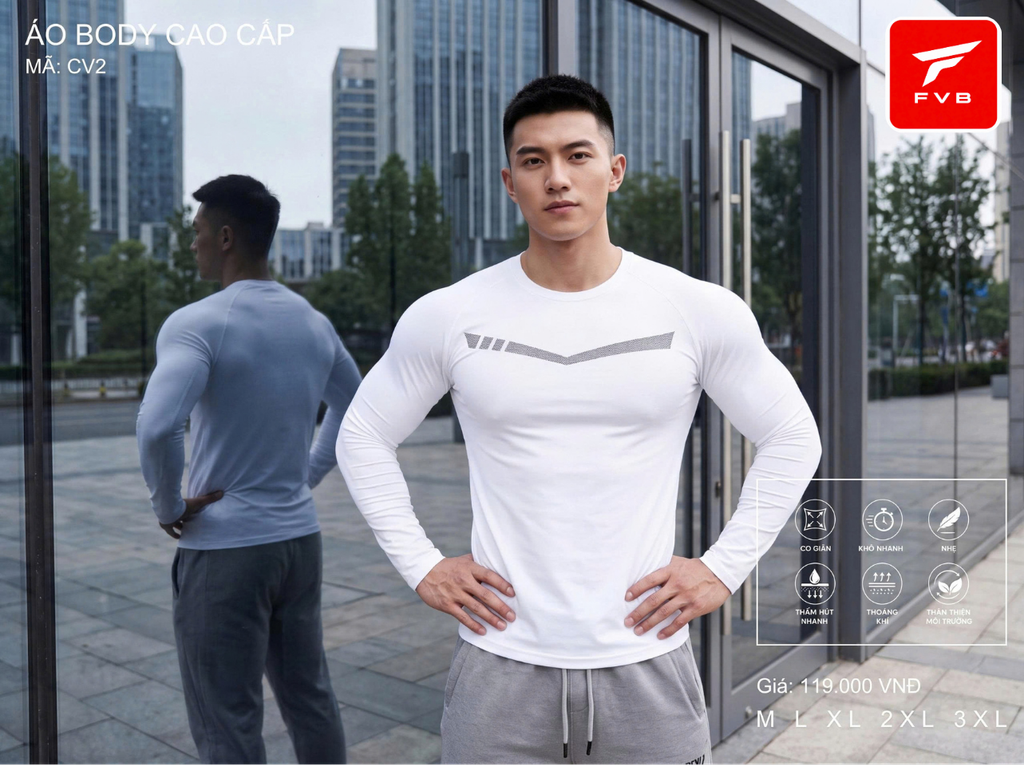 Áo Thể Thao Body Dài Tay Cao Cấp FVB Mã CV4 — Tôn Dáng Cực Đỉnh, Thoáng Mát Đỉnh Cao